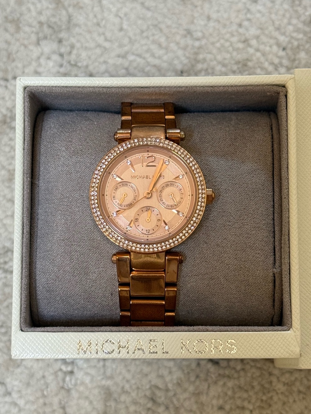 Michael Kors Rose Gold Tone Crystal Bezel Women’s Watch